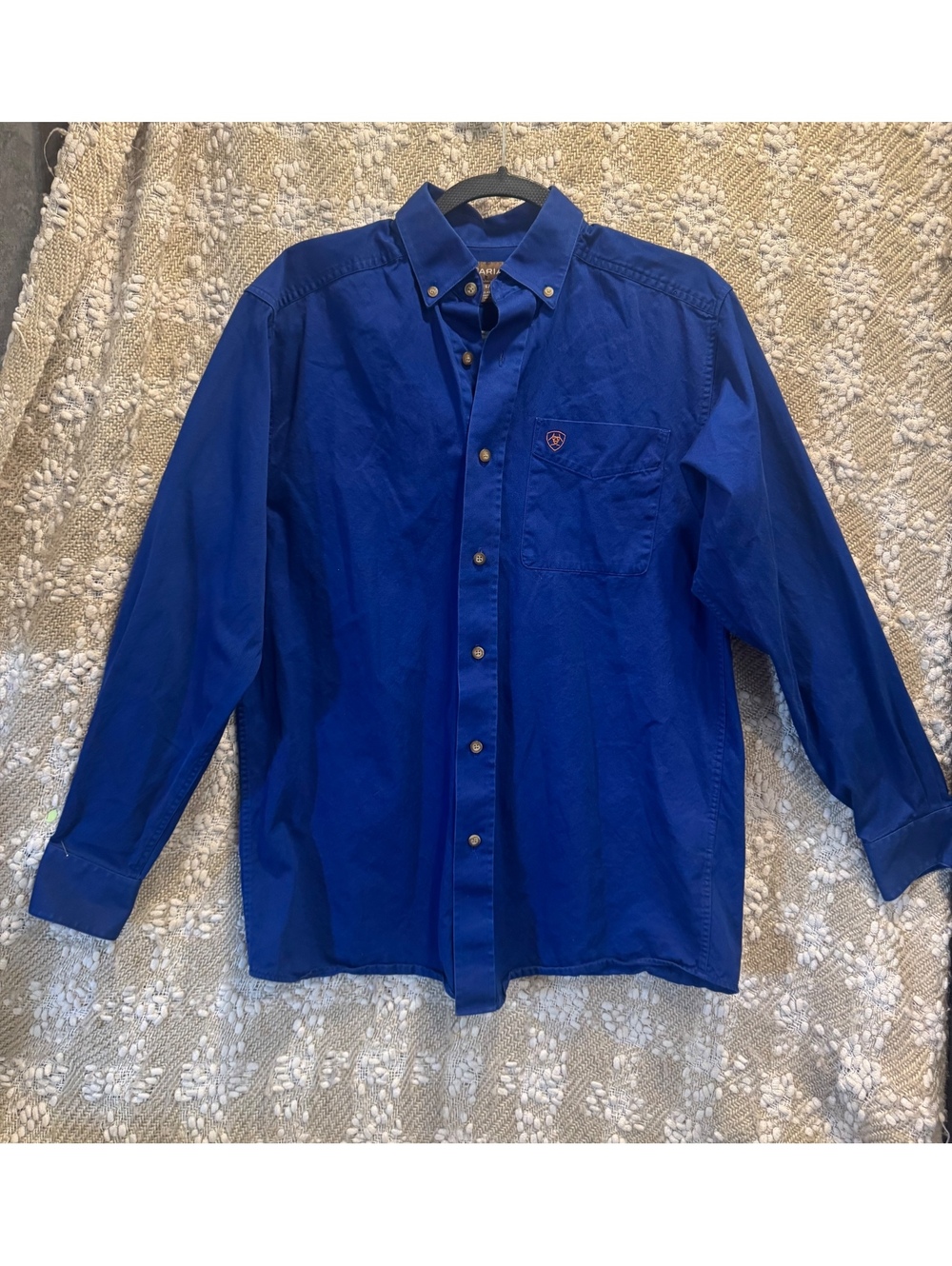 Ariat Men's Shirt Blue, Classic Fit, Button-Down, Long Sleeve Western Workwear